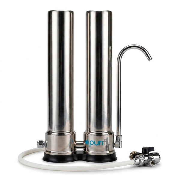 Purificador de Agua Doble en Acero Inoxidable Sobre Mesón OzonoPura